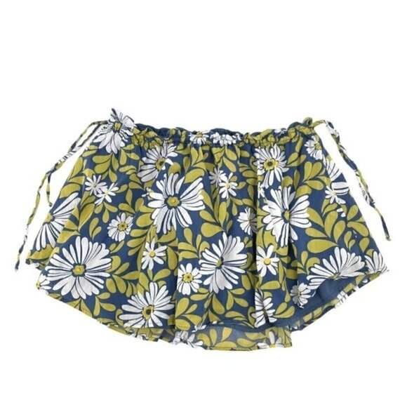 *Aerie Retro Hippie Daisy Gypsy Floral Pull-On Mini Skirt Blue Green size XL - Picture 1 of 5